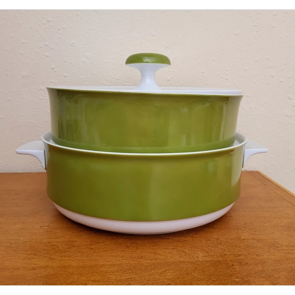 2 Dead Stock Avocado Green Royal Prestige Mandala Serving  Lid Bowls MCM Granada